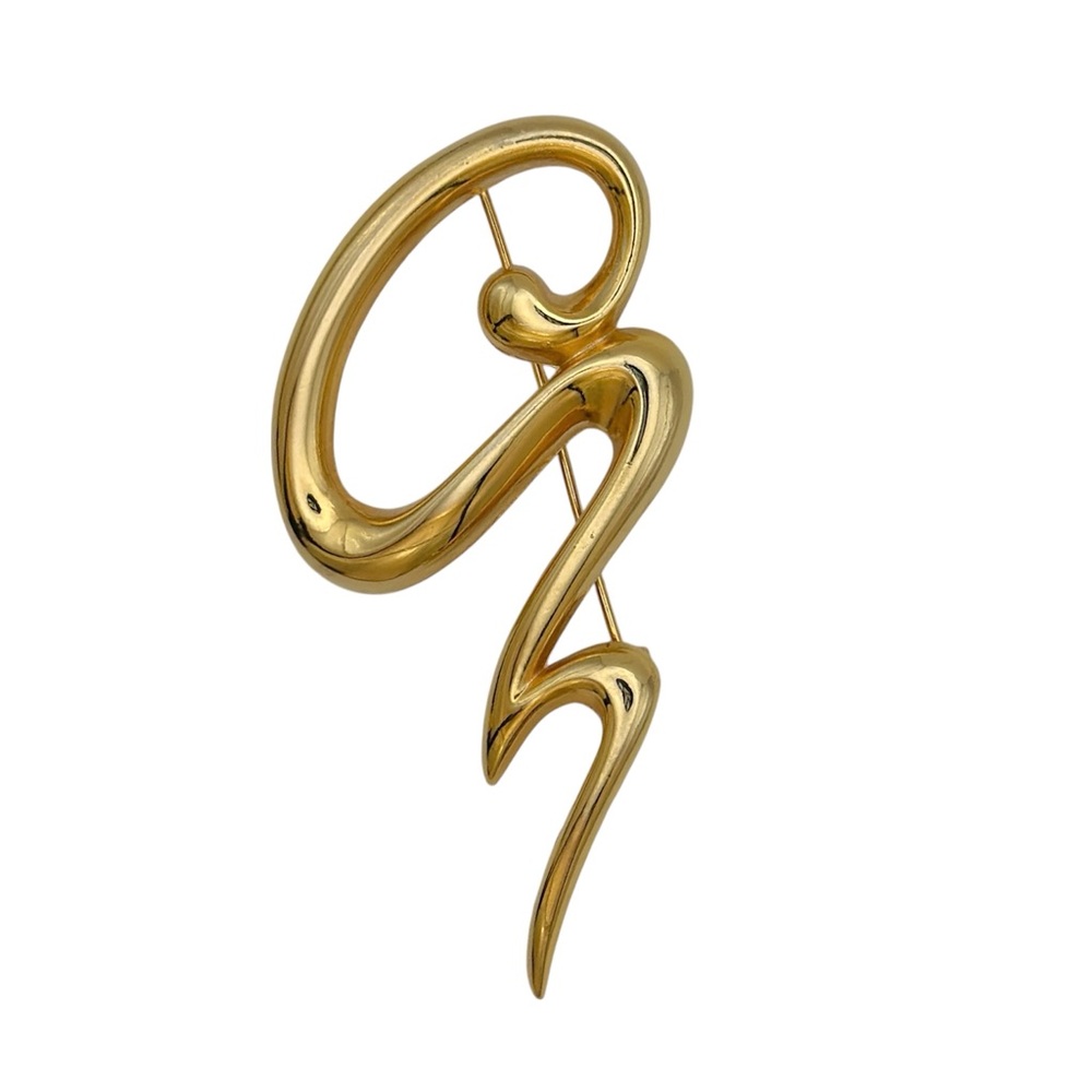 Vintage Squiggle Free Form Abstract Brooch Pin Gold Tone Mid Century Modern